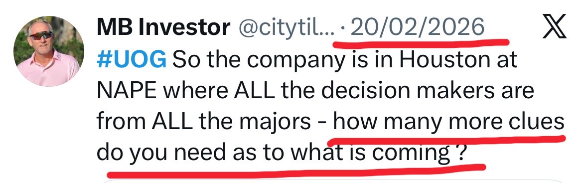 MiningGiant1982's tweet photo. All you’ve done for a yr is regurgitate the same posts trying to drive the SP on the sham belief that you’ve got inside info 👎🏼
If Brian & #UOG @UOGPLC had any sense, they would cut all comms with you, because you’re dangerous for shareholders.
Leave it to @smallcappixuk 👍🏼 https://t.co/pnXGFQdTHN