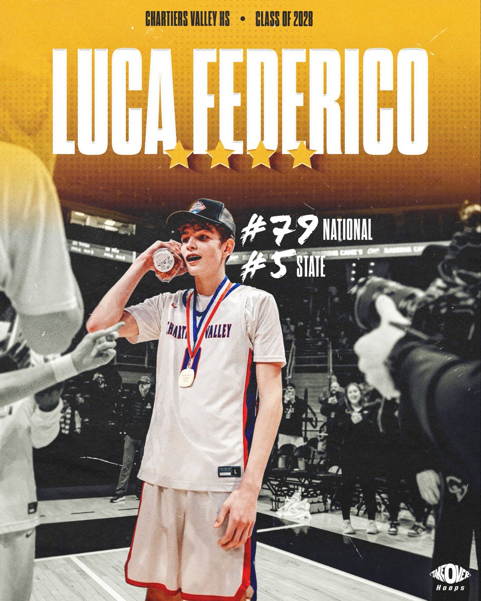 takeoverhoops_'s tweet photo. ‘28 Luca Federico (Chartiers Valley) has earned his fourth star in the latest Rivals rankings. ⭐️⭐️⭐️⭐️

Federico is now ranked #79 nationally and #5 in Pennsylvania in the 2028 class. @federicoluca23 https://t.co/McIQBw2OdA