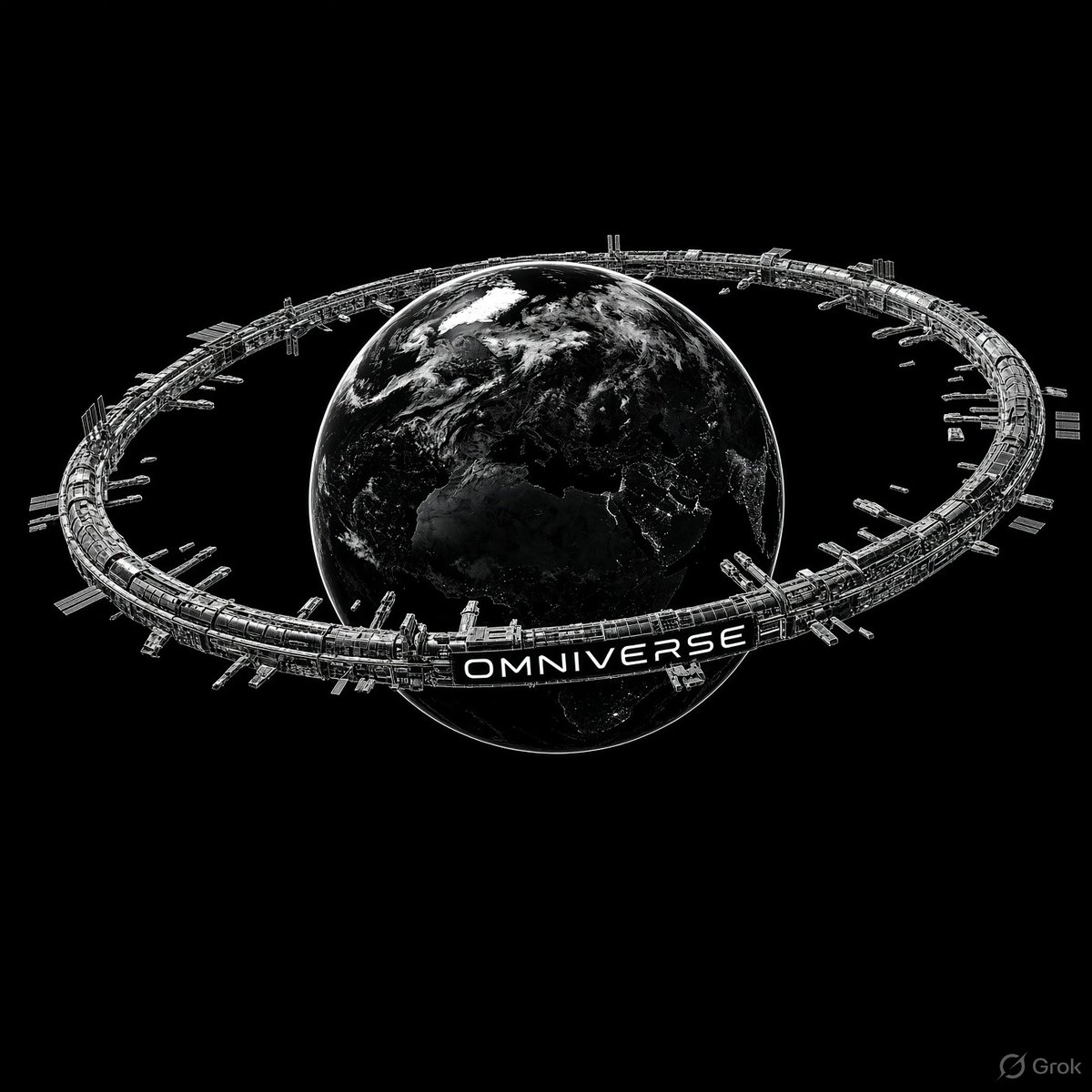 xjerinjose's tweet photo. An orbital ring circles a planet in low orbit, held up by a mass stream spinning faster than orbital speed, so you can launch from it or climb a tether to it. 🌌 https://t.co/DkeDHa6E43