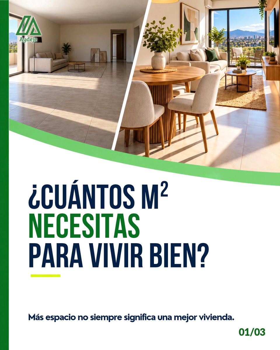 Aydeje's tweet photo. 🏡 ¿Cuántos metros necesitas para vivir bien? La respuesta no está solo en los m².

Una buena distribución, luz natural y espacios funcionales pueden hacer que una vivienda pequeña se sienta mejor.

Elige cómo vives, no solo cuánto mide.

#AYDEJE #BienesRaíces #Vivienda #Hogar https://t.co/Ric5jaF0EN