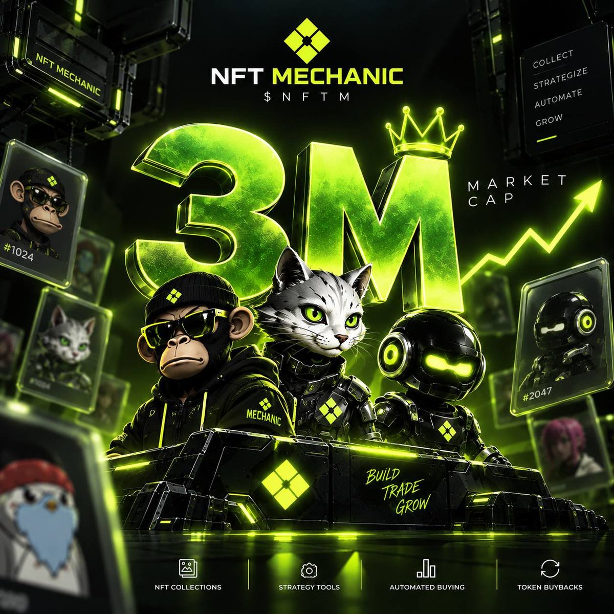 NFT_Mechani's tweet photo. $3M market cap. ⚡

From $1M to $3M, the momentum around NFT Mechanic keeps accelerating.

More attention. More collectors. Bigger milestones ahead.

$NFTM is just getting started. https://t.co/Ay9RtzrAEY