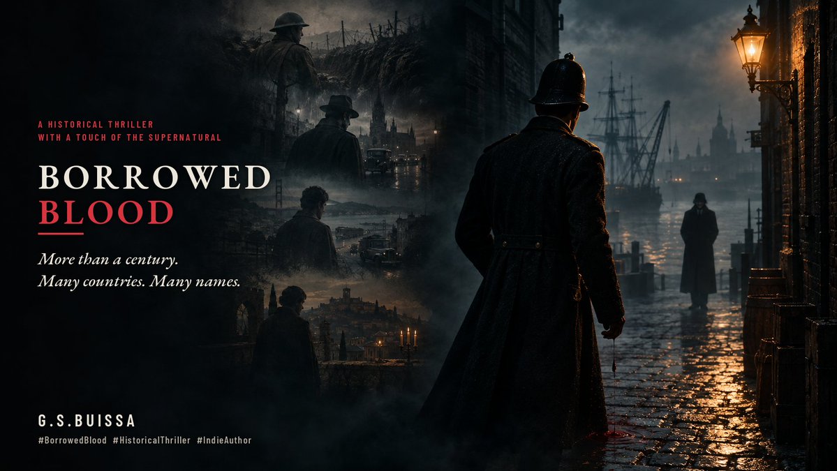 Gbuissa1977's tweet photo. London, 1888. A constable hunts a killer in the fog of Wapping, and dies in an alley. Then he wakes up.

Borrowed Blood follows one man across more than a century. https://t.co/BNPxAbv0n6

#BorrowedBlood #HistoricalThriller #IndieAuthor https://t.co/g5UbJaSFyW