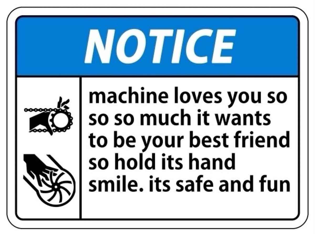 Sal_Predebut's tweet photo. a mini twitter thread of notice signs for you machine lovers and robot fuckers out there: 1/3 https://t.co/1Sh8oktQ2i