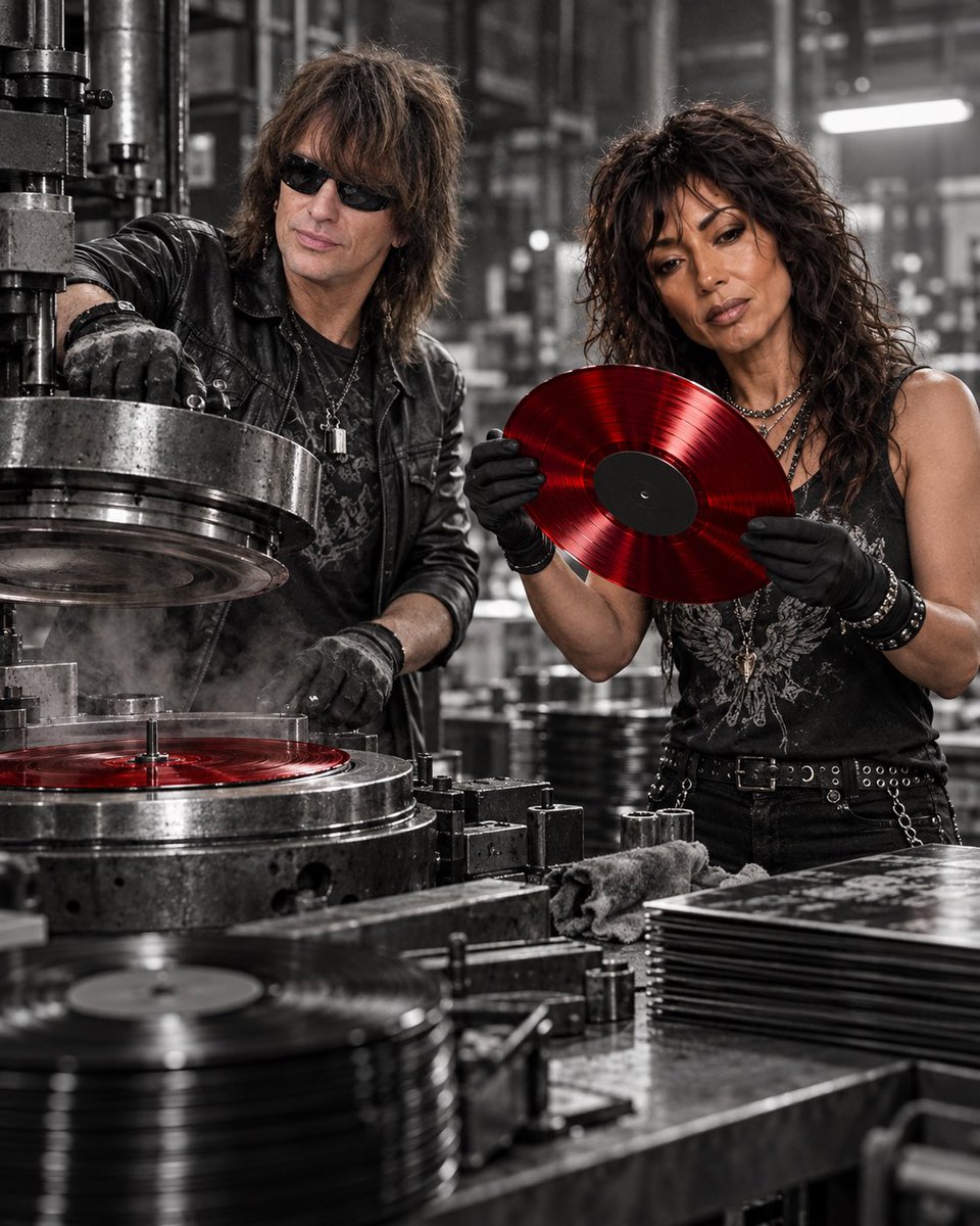 KimSanchez6412's tweet photo. Fresh from the press, glowing red like it was forged instead of recorded… one spin and the whole damn room catches fire, baby. ❤️‍🔥🎸
#MeAndRichie #VinylPress #RedVinyl #HotOffThePress #RichieSambora
ᴹᵃᵈᵉ ʷⁱᵗʰ ᴬᴵ https://t.co/Zt9GwenrPW