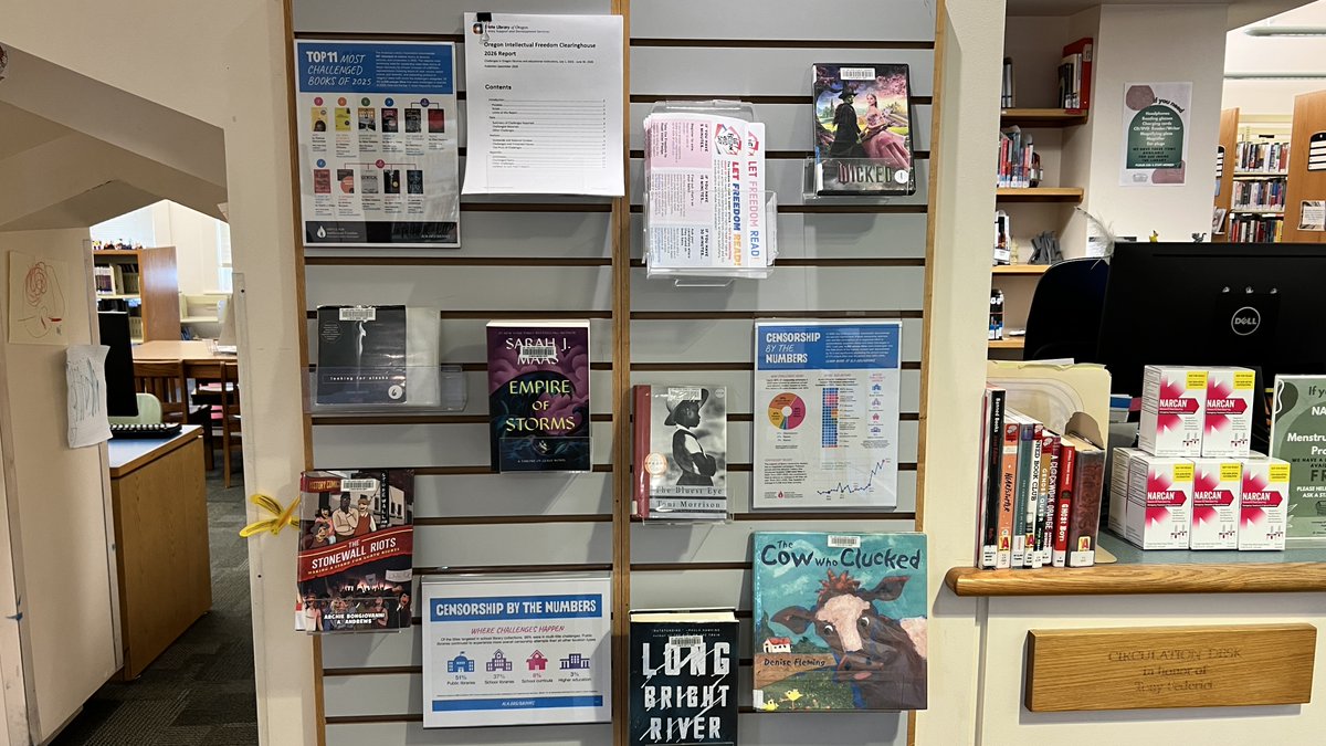 SHPublicLibrary's tweet photo. Banned Books Week is October 4-10, 2026. Stop by our display next to the circulation desk to learn about book banning and censorship. More resources are also available to explore online at https://t.co/cZUWgx40s6 https://t.co/TO9MsbrZgk