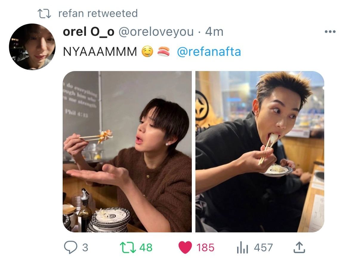 ryuloyul's tweet photo. Cie sushi date, cieeee. https://t.co/v0fgp2sorP