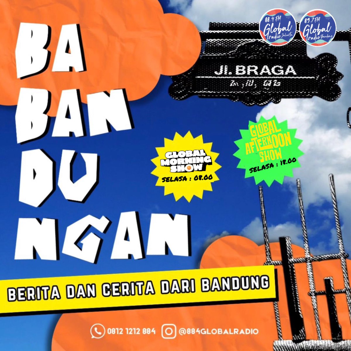 884GlobalRadio's tweet photo. Global People! @ajiSABHA balik lagi nemenin Selasa pagi lo sampai jam 10 di #GlobalMorningShow 

Dan jam 8 nanti, akan ada #Babandungan yang bakal kasih info terupdate dan rekomendasi tempat keren di Bandung❤️ https://t.co/33ir6b7JXC