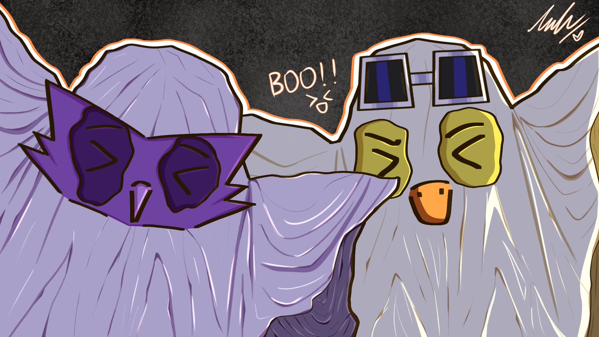 drfireesq_'s tweet photo. Day 5 of #frousetober2026 !! Silly bird bros dressing up as ghosts 🥹🥹 https://t.co/5hO6VhveUM