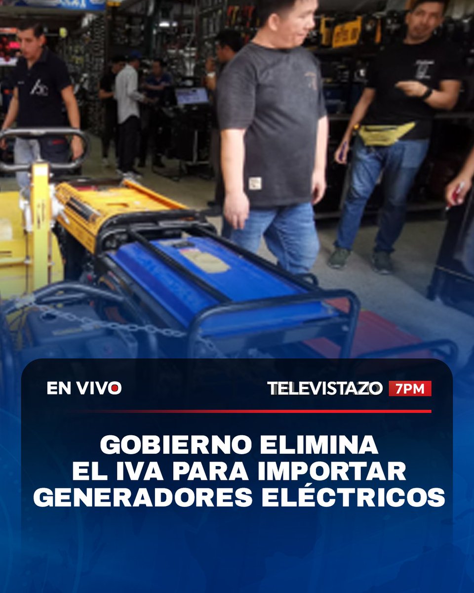 EcuavisaInforma's tweet photo. 🔗 https://t.co/9waRQK7zCt 🔴 #ENVIVO | Mira #Televistazo 7 PM.

El Gobierno anuncia que eliminará el IVA y el Impuesto a la Salida de Divisas para la importación de equipos de generación eléctrica. El Secretario de la Administración aseguró que esta medida entrará en vigencia mañana, 6 de octubre.