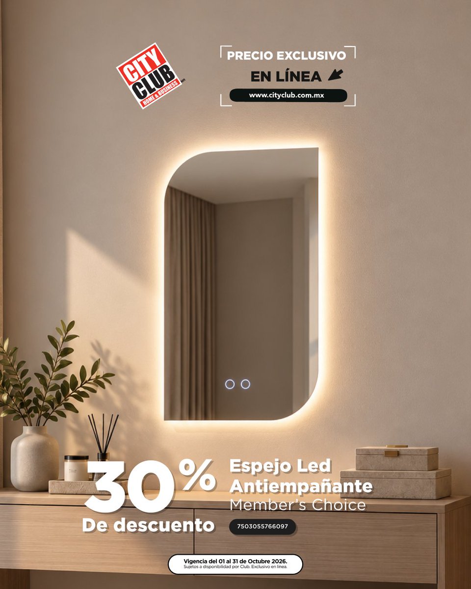 CityClubmx's tweet photo. Los descuentos perfectos para quienes aman remodelar y comprar en línea. 🪞📱 La nueva tarja exterior de Náutica y el espejo LED tienen un 30% de descuento exclusivo en nuestra página o directo en la app City Club. 🌟 https://t.co/jTHhKYkVE1

#CityClub #Clubdeprecios #Nautica #EspejoLED #Compraenlinea