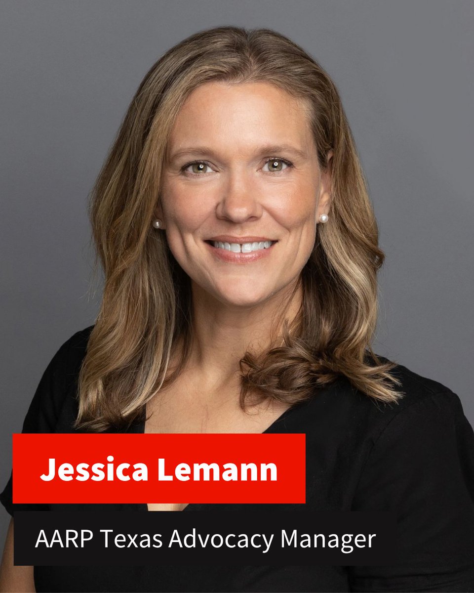 AARPTX's tweet photo. We’re excited to share that Jessica Lemann has been named our new Advocacy Manager, leading federal, state and local advocacy efforts on behalf of older Texans and their families. 

Read the full story at https://t.co/KDRqtOyYGc  

#txlege https://t.co/h3SYlvRvRo