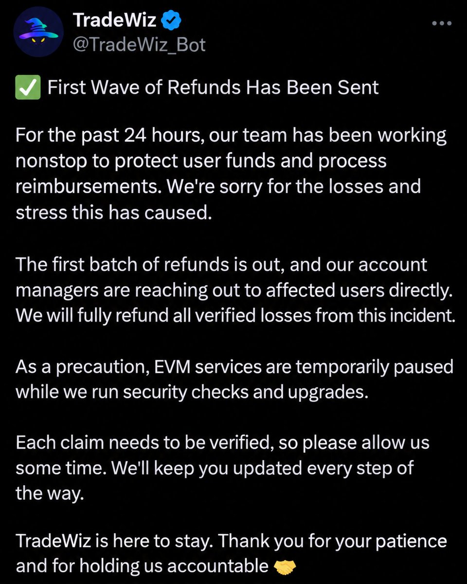 Jack0fAllChains's tweet photo. @TradeWiz_Bot my brother lost 675,283 $CUPSEY valued around $4.2K in your security incident. The on-chain trail shows it going to the wallet labeled “TradeWiz Bot Exploiter” and being sold minutes later.
He has submitted everything requested and is still waiting with no refund or concrete timeline, despite your public promise to fully compensate verified losses.
Please honor that commitment. @CrashiusClay69 @ABassette1972
