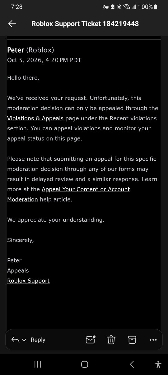 3zyrv's tweet photo. HOW CAN ROBLOX PERMANENTLY BAN ME FOR “CHILD ENDANGERMENT” WITHOUT SHOWING ME THE ACTUAL CHAT MESSAGE OR CONTENT THAT CAUSED IT? I WAS ONLY GIVEN A CHAT EVIDENCE ID, AND I’VE BEEN WAITING 75+ DAYS WHILE GETTING AUTOMATED RESPONSES. @Roblox @RobloxCreators @BOYMAMAG @nicktornow https://t.co/qAYJpxjEm6