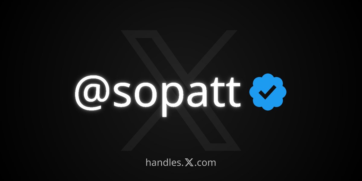 sopatt's tweet photo. I just got @sopatt from the X Handle Marketplace! Get your own at https://t.co/Fb5Gj6gse2 https://t.co/07JiLp5xoK