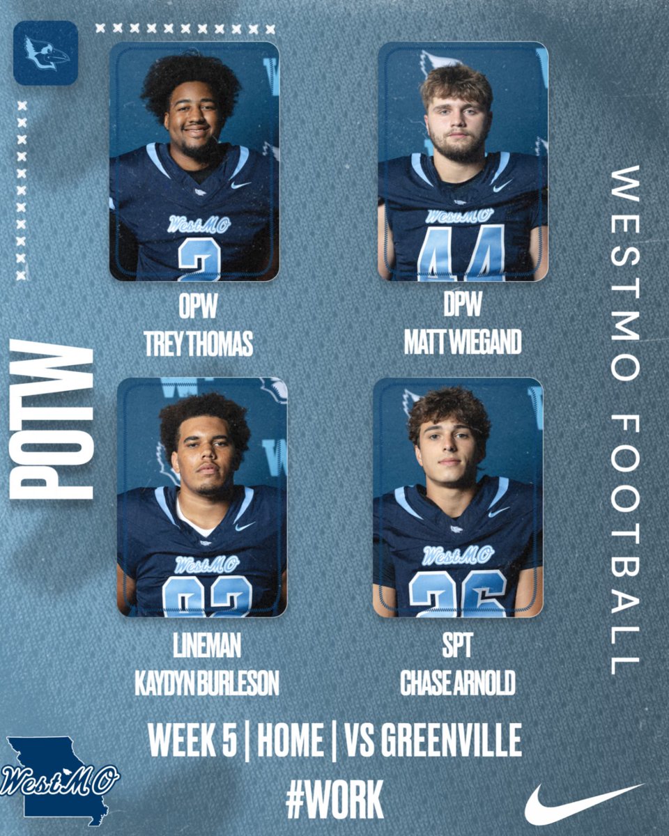 WESTMOFB's tweet photo. WestMO Football Week 5 POTW!!!

#WORK https://t.co/Da5t2i6GQ1