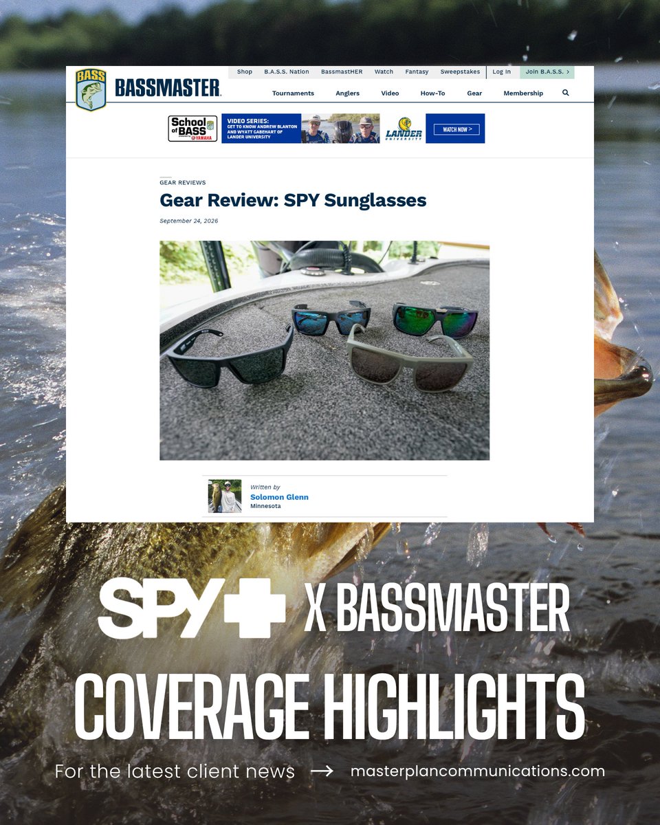 masterplancomm's tweet photo. @bassmaster put 4 pairs of sunglasses from the @spyoptic 2026 Watermen collection to the test on the water 🎣

Hit https://t.co/fcEiheuKlN to read the full review &amp; head to https://t.co/lGiDxobLnk to keep up with all MPC client news.
#Bassmaster #SpyOptic #MPCclient https://t.co/9ZCnQHr2Hf