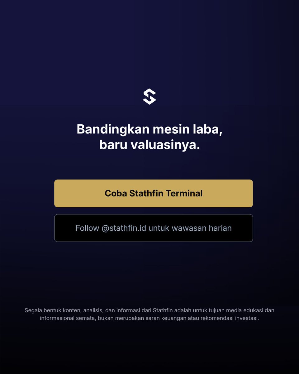 Stathfin's tweet photo. Stathfin Terminal bantu kamu memahami fakta di balik naik-turunnya harga saham, supaya risetmu tidak cuma ikut ramai.
Kunjungi https://t.co/VaU86cQ3hJ untuk mengenal Stathfin Terminal.
#StathfinTerminal https://t.co/pazhDAr6iy