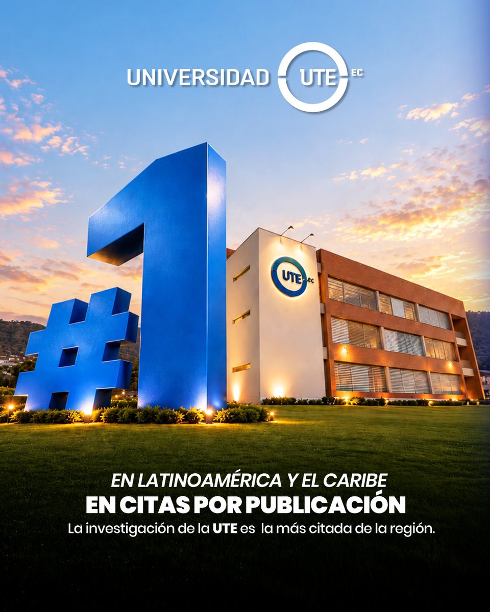 UTEoficial's tweet photo. La Universidad UTE es la #1 en Latinoamérica y el Caribe en citas por publicación, según el QS Latin America & Caribbean University Rankings 2027.

¿Por qué somos la #1? Porque publicamos ciencia relevante y de impacto.

Lo que investigamos aquí no se queda aquí: se lee, se comparte, se cita y trasciende.

Este resultado refleja una universidad que genera conocimiento capaz de convertirse en referencia y aportar a la conversación científica de la región.

#UTEInvestiga #UniversidadUTE #Ciencia #SomosUTE #LoVivoLoDemuestro