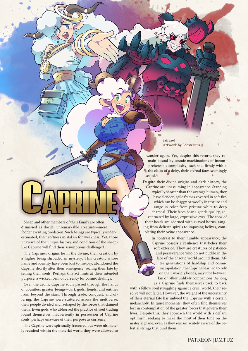 dm_tuz's tweet photo. Choose your fate! Wait you can't?...
That must mean you are a Caprine! 🐑

Follow for me more monster girl content!

#dnd5e #monstergirl #MonsterGirls #dungeonsanddragons #ttrpg https://t.co/HgbOGpmKn6