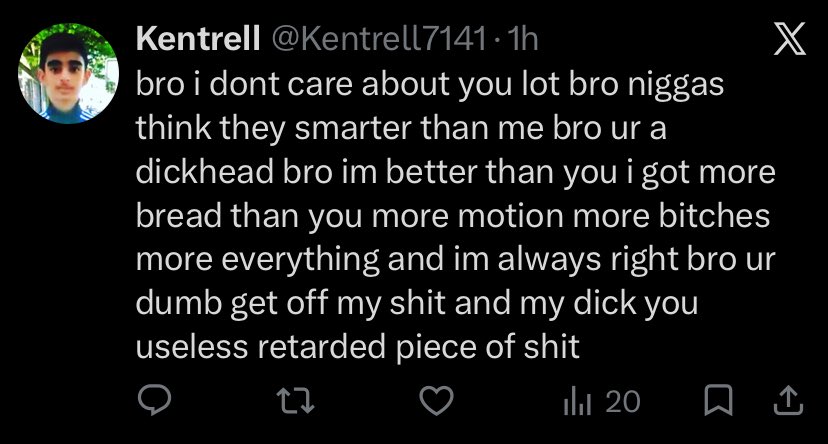 _niggakris's tweet photo. @Kentrell7141 aye worry bout yourself nigga https://t.co/a3Lz7J3y4W
