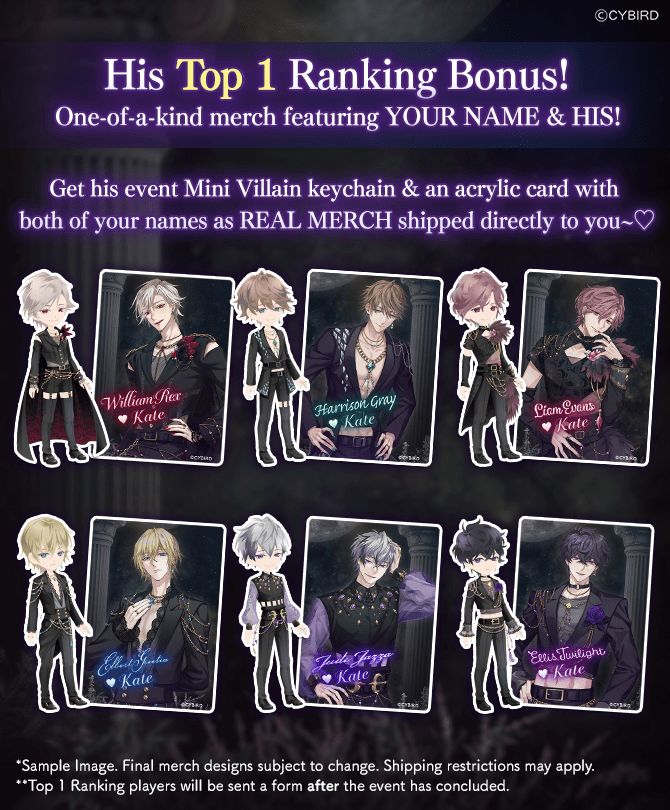 ikevil_en's tweet photo. 💎Soon: Virtue &amp; Vice CE💎

Celebrate our 2.5 Anniversary with a special English-server original event!

Join this collection event to collect 5★ cards, read a brand NEW STORY &amp; get lots of special bonuses.

Plus, REAL CUSTOM merch for Top 1 His Ranking players! ✨️ 

#ikevil https://t.co/nrso3R0cv1