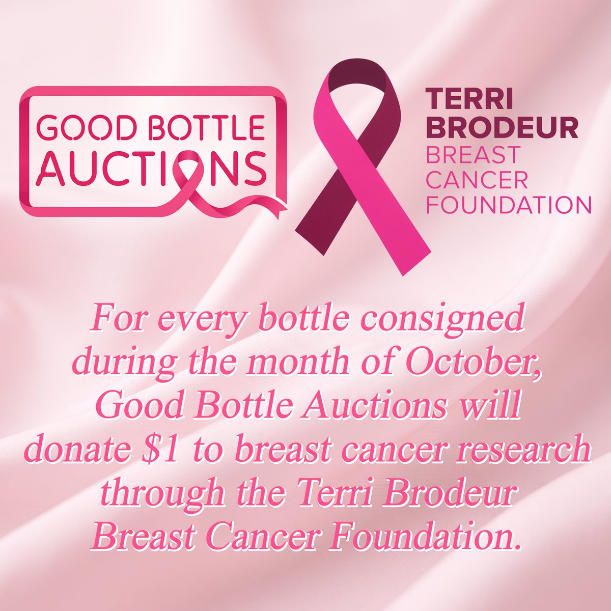 Goodbottle8's tweet photo. We're partnering with @TBBCF this month to make a difference! Interested collectors can initiate a consignment by visiting https://t.co/nOkHBAdWA3 or by calling 860-378-8808 #WhiskeyLoversUnite #BreastCancerAwareness https://t.co/aclLDAnwxU