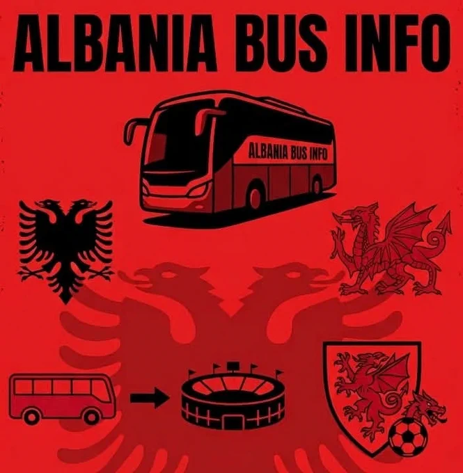 Poster to advertise Wales fan bus in Albania