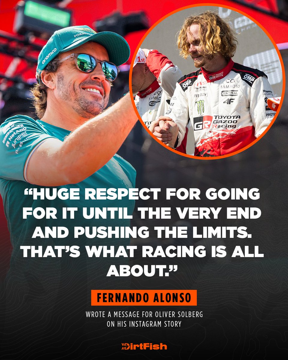DirtFishRally's tweet photo. F1 legend Fernando Alonso has big respect for Oliver Solberg 🙏🙌 https://t.co/yK3W7BvNvx