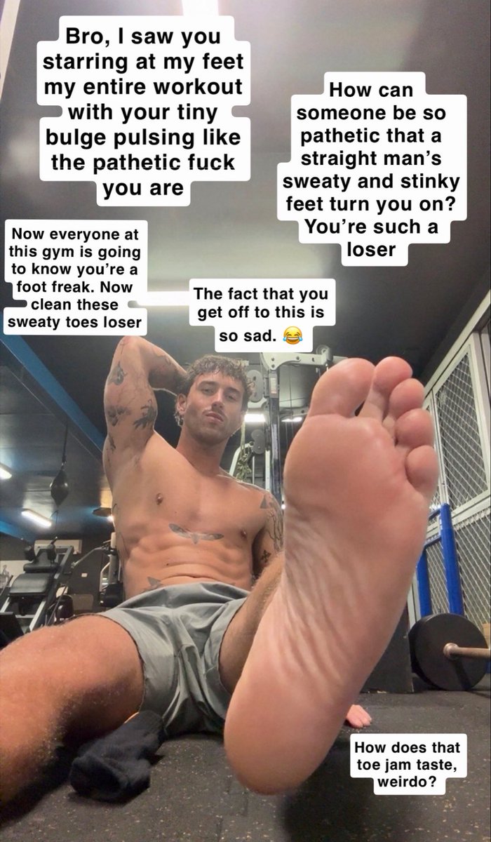 Str8Guys4U's tweet photo. You’re at the gym working out and getting hard watching this straight alpha workout in his Birkenstocks. Once he catches on to your starring, he gets you on your knees in the gym, takes off his birks and puts his sweaty dawgs in front of you 

#kink
#feet
#Alpha

@alphacharles_ https://t.co/12UQ6a1NUl
