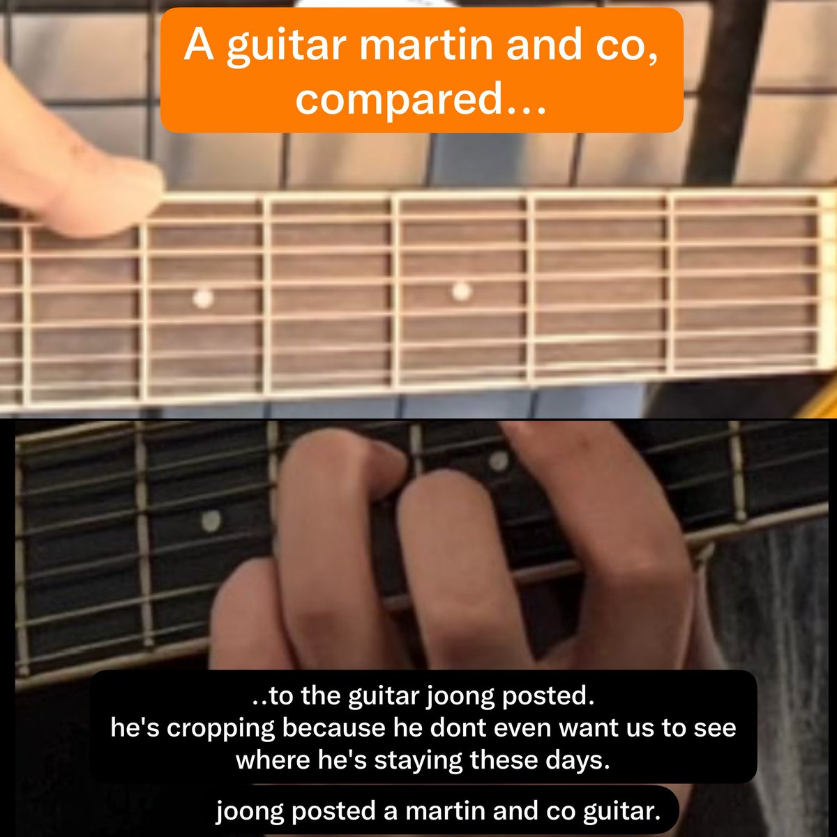 ChenEstRest's tweet photo. #joongest 
-#Joong’s family isn’t there.He has said before that he hates being alone,sleeping alone. 
-#Est has a Martin &amp; Co. guitar at home,and the guitar Joong posted with two left hands appears to be the same type.
-Cropping excessively the pics,to hide where he’s staying. https://t.co/sDMK4NeRE8