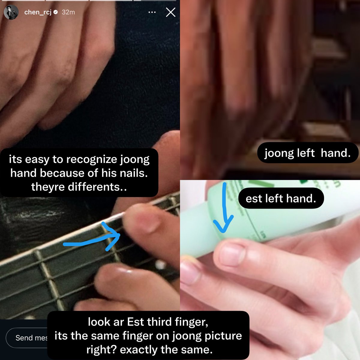 ChenEstRest's tweet photo. #joongest 
-#Joong’s family isn’t there.He has said before that he hates being alone,sleeping alone. 
-#Est has a Martin &amp; Co. guitar at home,and the guitar Joong posted with two left hands appears to be the same type.
-Cropping excessively the pics,to hide where he’s staying. https://t.co/sDMK4NeRE8