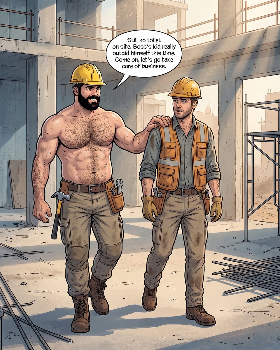 gayboyscomics's tweet photo. No toilet on site. Knox has a workaround. The next page is not OSHA-approved.
#webcomics #gay #workers #constructionsite https://t.co/C1lucs49GF