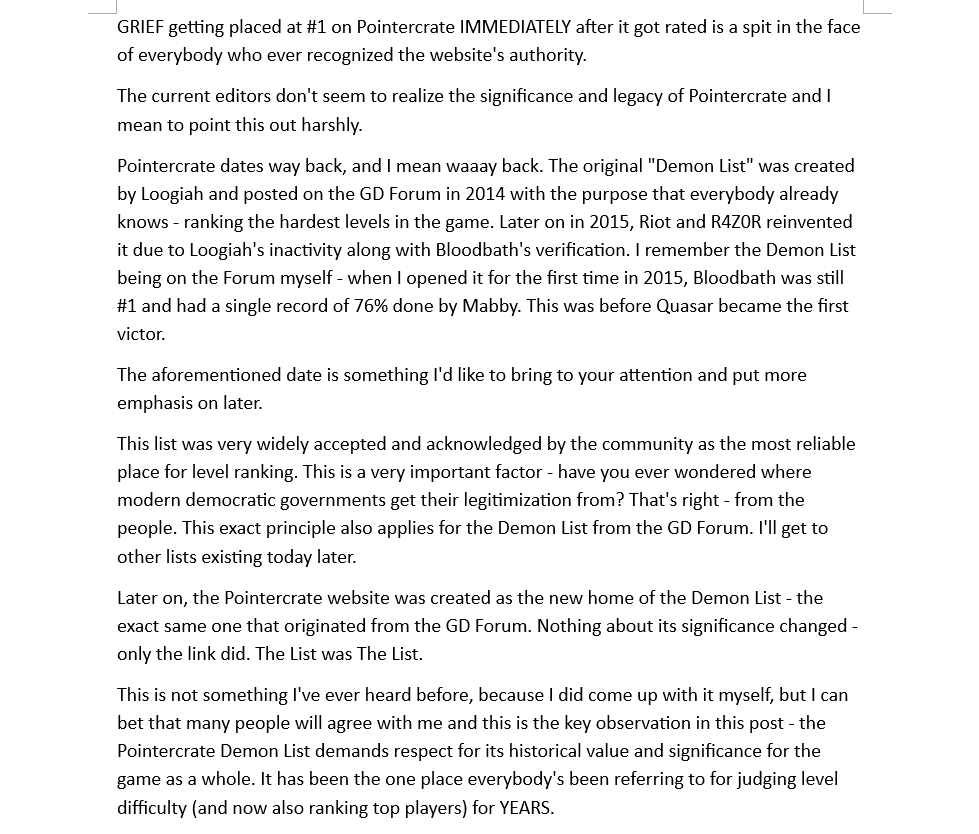 FluxGD's tweet photo. my statement on GRIEF getting immediately placed on the Demon List.
if you care about this game at all, please take your time to read this https://t.co/SfGiaV42YX