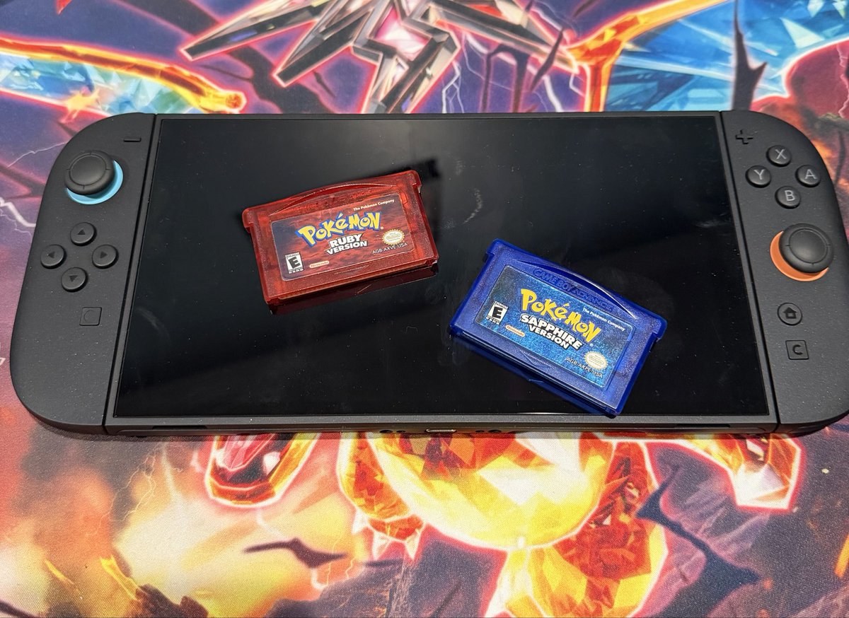 PaPaSea11's tweet photo. why is everyone freaking out about them putting Pokemon Ruby and Sapphire on the Switch? I can put Ruby and Sapphire on the Switch just fine as is? https://t.co/53vjiKug8O