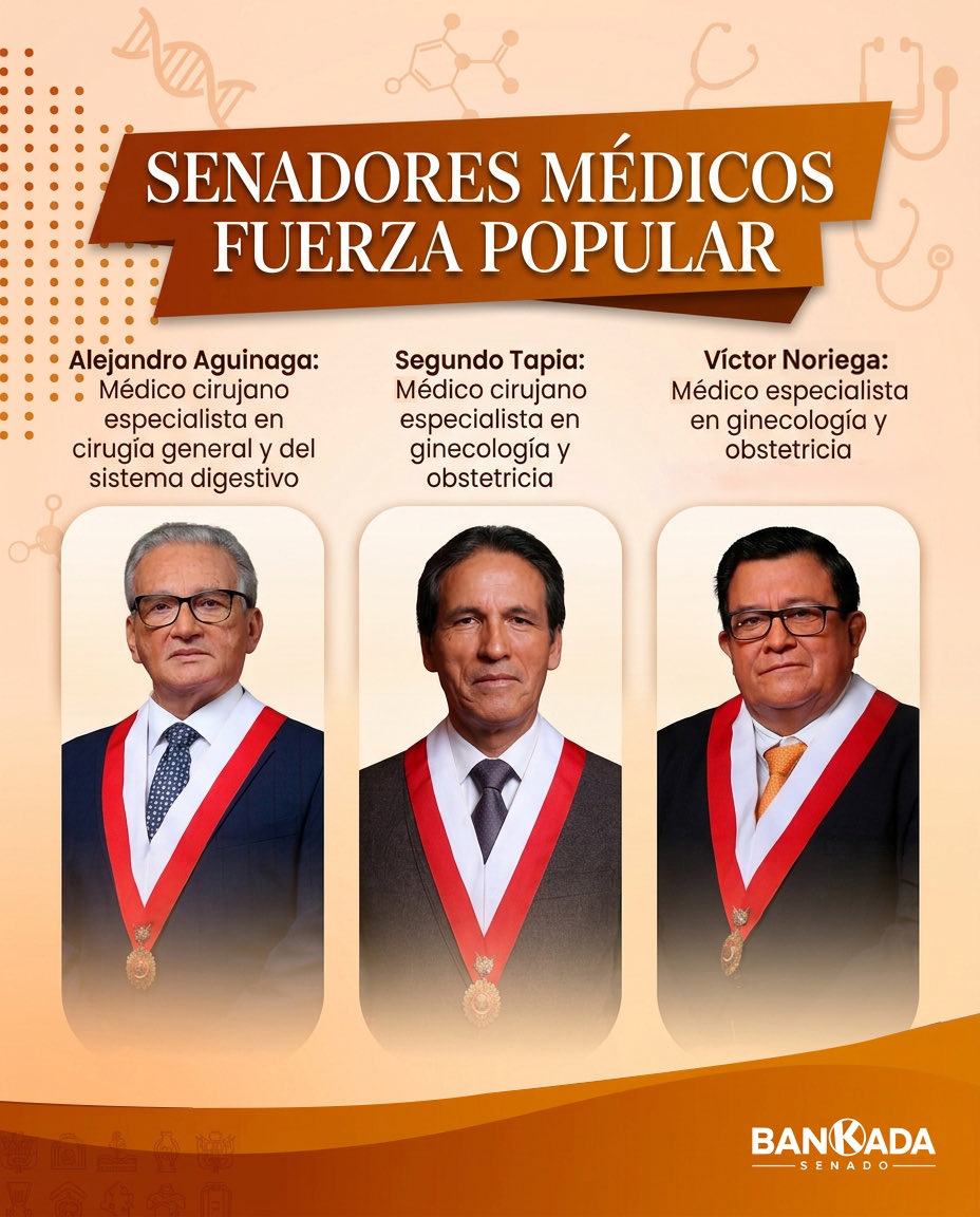 bankadasenadofp's tweet photo. *¡Feliz Día de la Medicina Peruana! 🩺🇵🇪*

Este 5 de octubre, rendimos homenaje a todos los médicos que con vocación y sacrificio cuidan la salud de nuestro país.

Desde la Bankada Senado de Fuerza Popular, saludamos a todos los profesionales de la salud y destacamos el aporte de nuestros Senadores médicos: Alejandro Aguinaga, Segundo Tapia y Víctor Noriega.

¡Gracias por estar siempre en la primera línea por el bienestar de los peruanos! 🇵🇪🍊