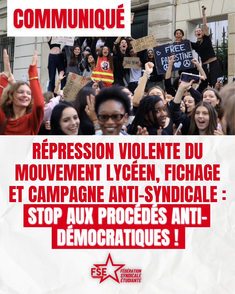 FSE_natio's tweet photo. 🚨 COMMUNIQUE : STOP AUX PROCEDES ANTI-DEMOCRATIQUES 🚨

💥 Entre violences policières, fichage des militants, surveillance des activités syndicales, tous les moyens sont bons pour que l'Etat puisse continuer sa casse des services publics et l'attaque des libertés démocratiques https://t.co/QiqnCmVrxK