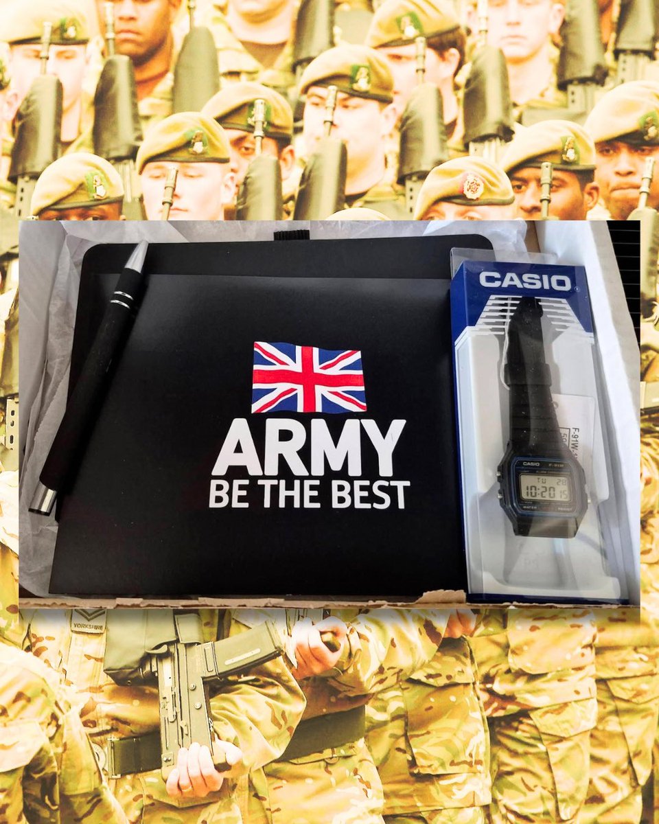 watchesofespion's tweet photo. British Army issuing Casio F91Ws to new recruits. Ally.  Last month, the British Army announced that new recruits will receive a welcome pack containing a notebook, a pen, a letter of congratulations, and a Casio F91W. https://t.co/aappkpuvme