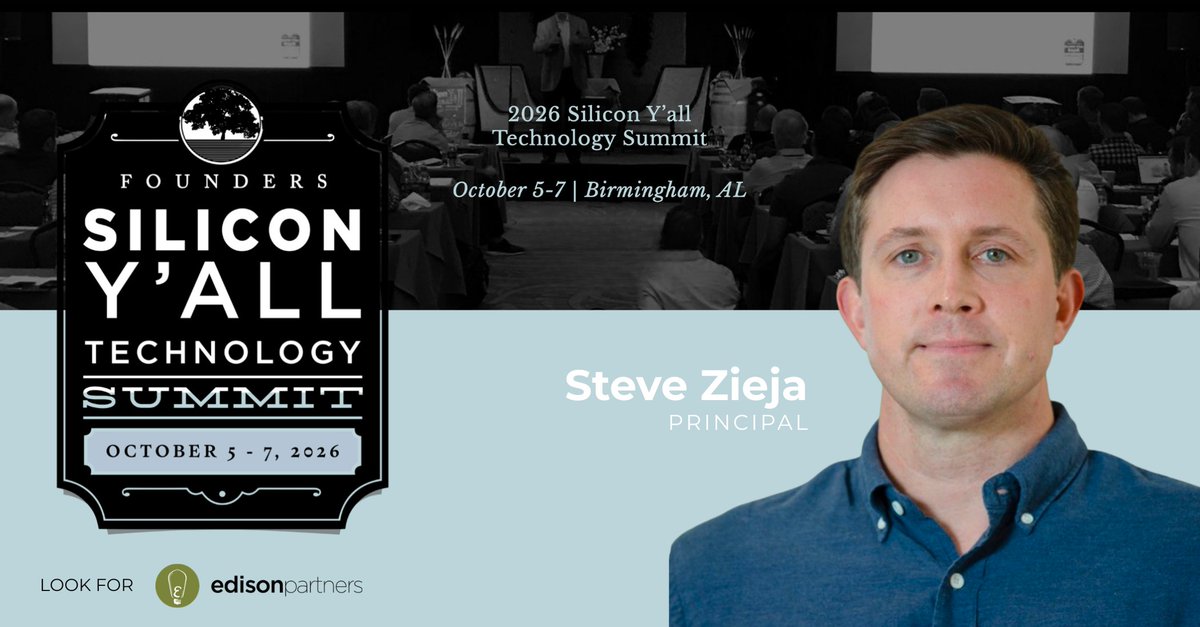 Edison_Partners's tweet photo. Is your team in #Birmingham for the 2026 #SiliconYall Technology Summit?

Connect with Principal Steve Zieja ⚡

#siliconyall #technologysummit #southeasttech #growthequity https://t.co/wLjs9AwRlm