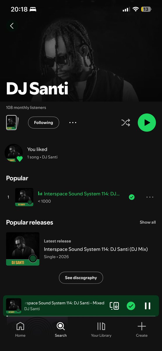 iam_djsanti's tweet photo. 100 monthly listeners on Spotify go turn 1k one day, grateful to everyone streaming my Afro House Mix on Spotify: https://t.co/wlhw3wc2mL kindly retweet for people on your timeline, thank you. 🙏 ❤️ https://t.co/4oYnkWfpXJ