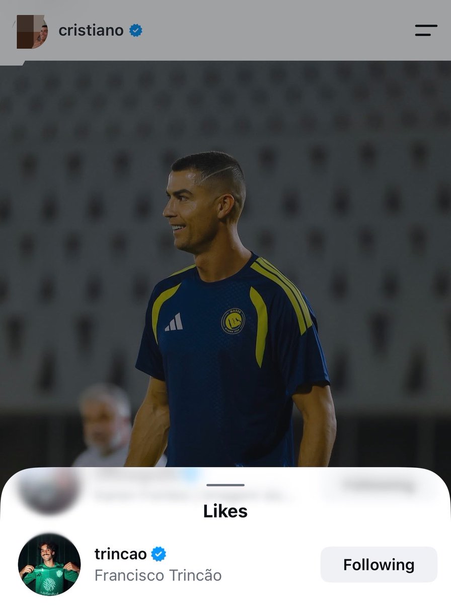 CallHimGoat's tweet photo. ترينكاو يضع لايك على بوست الاسطورة كريستيانو 🇵🇹❤️ https://t.co/JWciN3LoFg