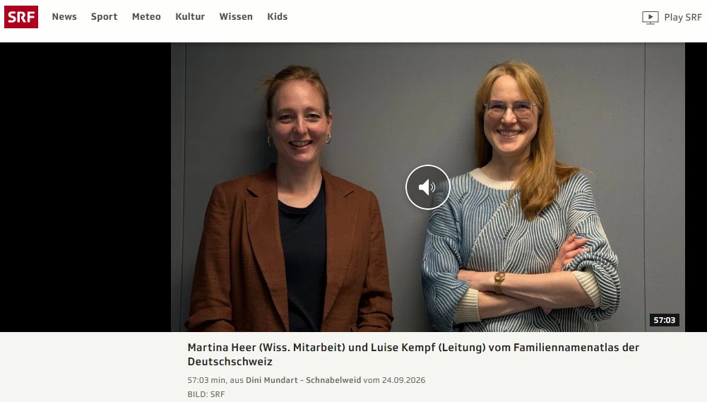 eug1979's tweet photo. e-Onomastics: #Podcast: Der #Familiennamenatlas der #Deutschschweiz ist da! https://t.co/Tto27EFQgM In der #Sendung spricht #Mundartredaktor Markus Gasser mit Luise Kempf (Leitern des Projekts) und Martina Heer (Wissenschaftliche Mitarbeiterin) #Atlas of #Swiss #Surnames https://t.co/AoAx2HAehI