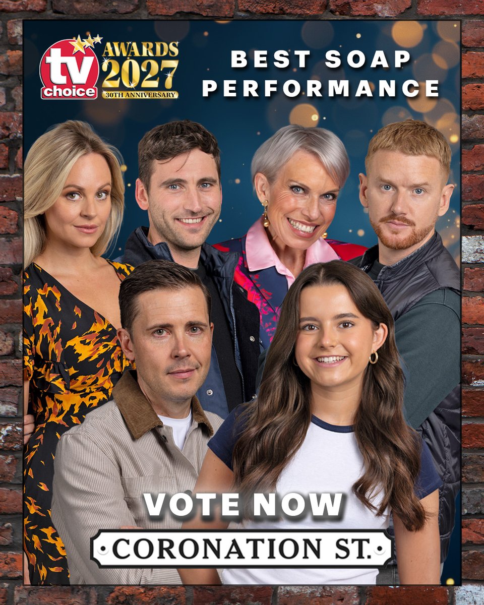 itvcorrie's tweet photo. The first round of voting for this year's TV Choice awards is now open!✨ Don't miss your chance to vote👇

https://t.co/Cqq8lOOT63

#Corrie @TVChoice https://t.co/hLa985AeZQ
