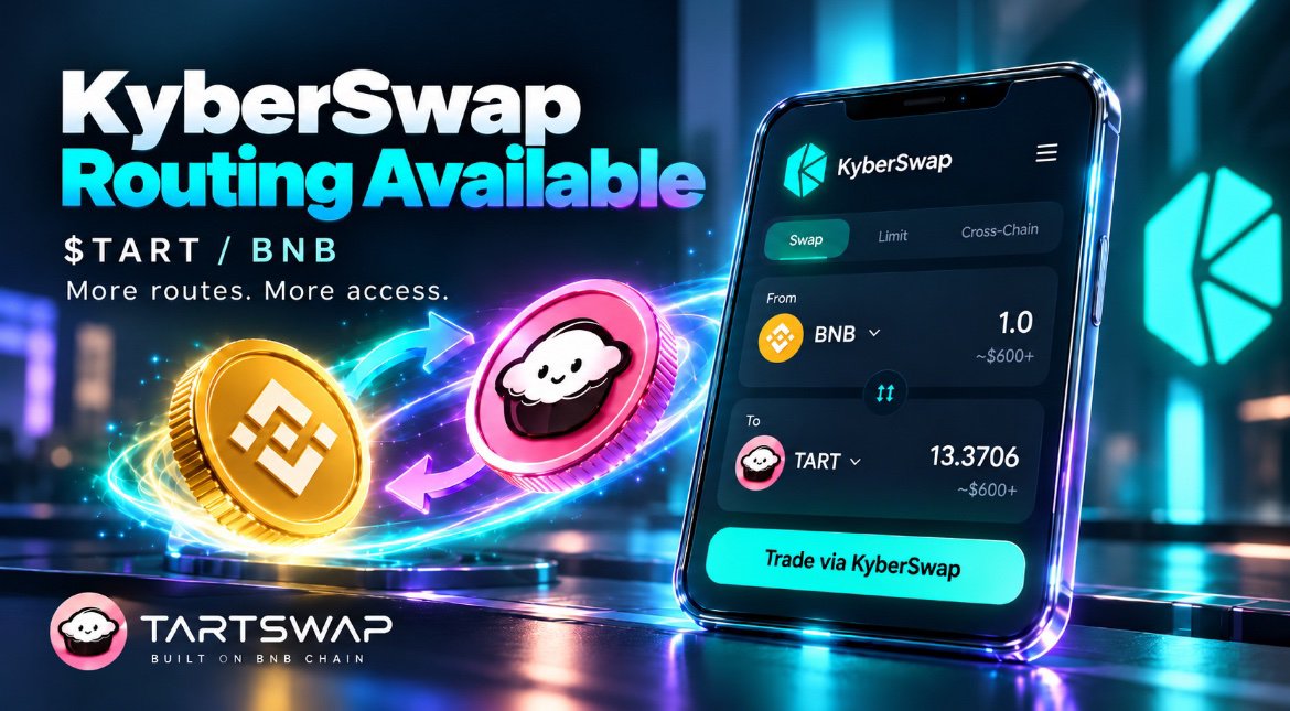 RebecWatcher's tweet photo. $TART is now available through KyberSwap routing. https://t.co/9QdnPoqaeY