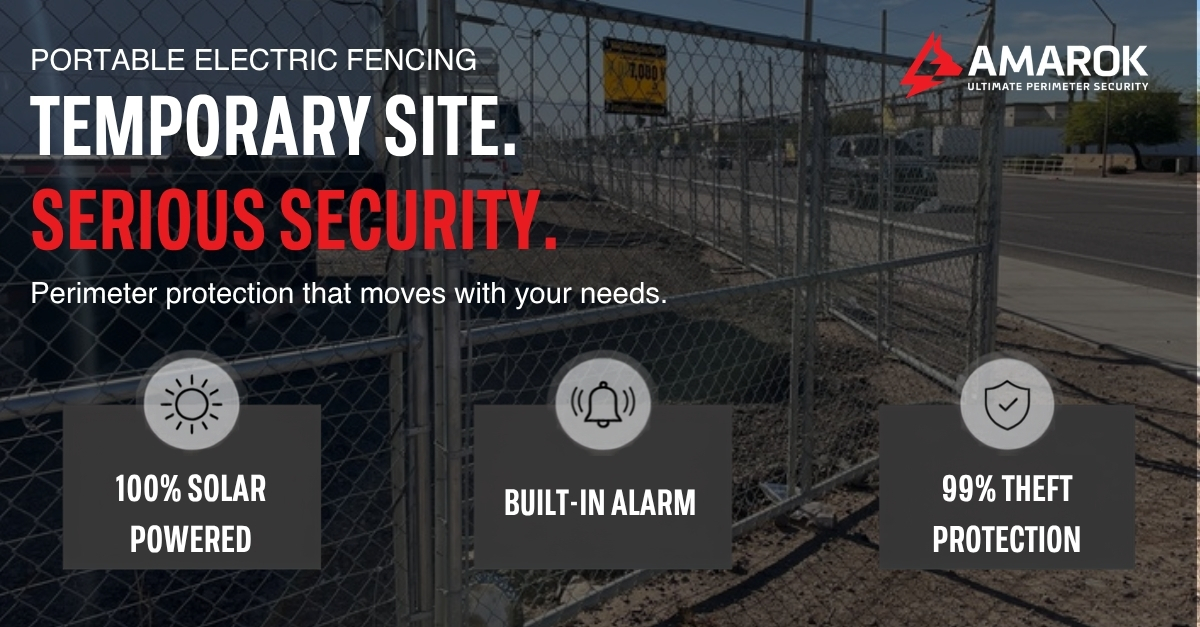 AMAROKSecurity's tweet photo. Security that goes where you need it. 

AMAROK’s Portable Electric Fencing delivers flexible perimeter protection wherever you need it. With solar-powered technology, a built-in alarm, and proven theft prevention, a temporary site doesn’t have to be vulnerable.

Learn more about temporary electric fencing 👉 https://t.co/L4w2gRJdh5