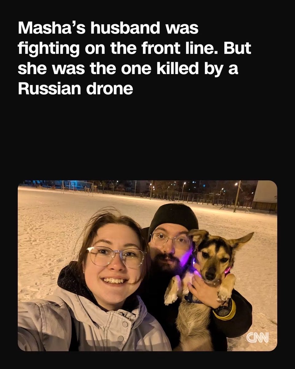 Gianl1974's tweet photo. Danylo Yivzhenko, a combat medic with Ukraine's Third Separate Assault Brigade, is the soldier in the family. But it was his wife Masha, 29, who was killed by the Russians when a powerful drone struck her office building in the Ukrainian capital on September 25.

In just over a month – between August 27 and Oct 4 – at least 98 people have been killed and 435 injured in Kyiv and the wider Kyiv region in near non-stop Russian assaults. https://t.co/83BVYzhUWQ