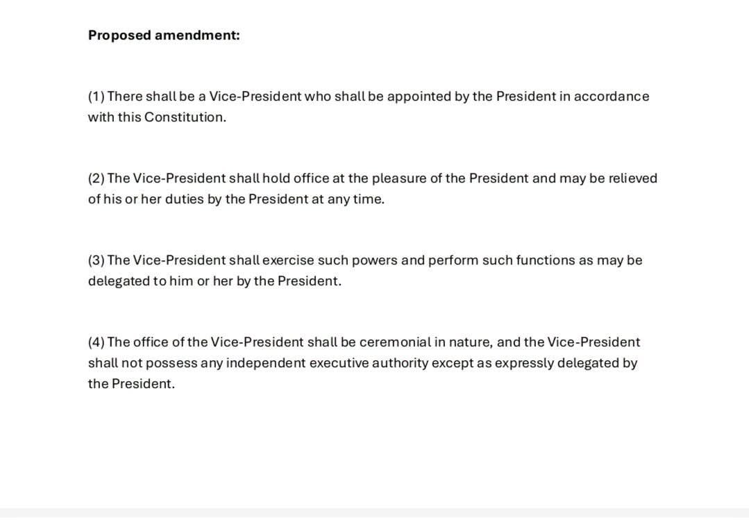 onjezani's tweet photo. Power yafikapo. Mpaka kufuna kusintha constitution kuti a Pulezidenti azitha kuchotsa ntchito Vice President n'kuyikapo munthu amene iwo akufuna.🙌🏾 https://t.co/uBUMQyqtwy
