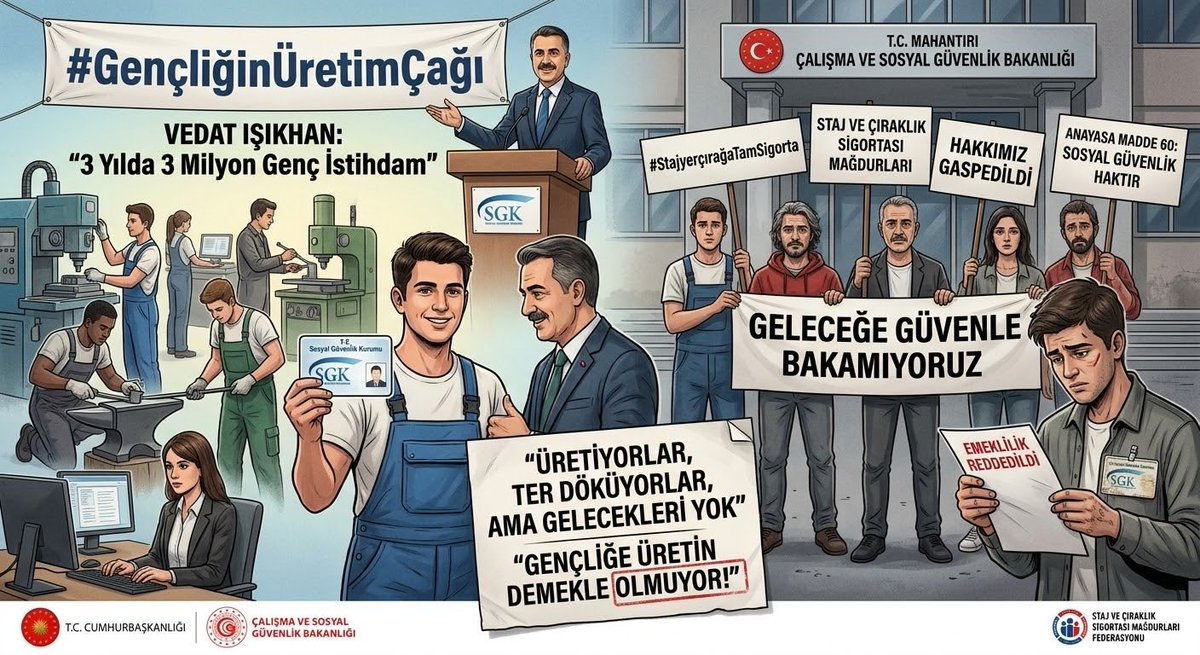 STAJMADURLARID1's tweet photo. Güçlü üretim hamlesi ancak adaletle mümkündür. Stajyer ve çırakların yıllardır süren sigorta mağduriyeti çözülsün.
​@ZehraNurAydemr
@cemil_yaman
@makif_yilmaz
​Gençliğe Üretin Demekle Olmuyor
#StajyerçırağaTamSigorta https://t.co/MmUFkzE6GC