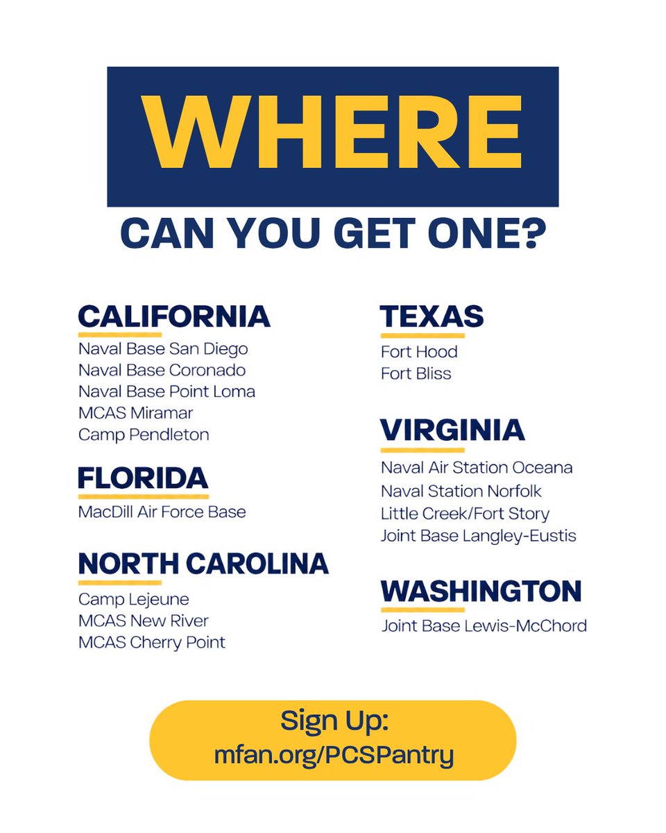 Mil_FANet's tweet photo. Peak PCS season may be winding down, but the move isn’t over when the moving truck pulls away.
If you PCS’d within the last 90 days, you may still be eligible for a FREE PCS Pantry Restock Box, delivered right to your door.
https://t.co/GBpMYOi0Pm
#MFAN #MilitaryFamilies https://t.co/3YNZBT2cPP