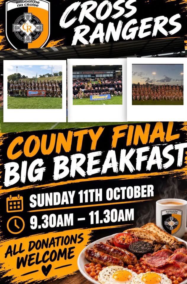 crossrangers's tweet photo. ⚫️🟠Cross Rangers are proud to host County Finals 
🍽️Big Breakfast
📅Sun 11th October 
⭐️If you would like to sponsor food for the big breakfast or make a donation, DM @crossrangers 

⚫️🟠To Donate, hit on the link below ⬇️

https://t.co/R2WVxVygTk https://t.co/oHea59VZVV