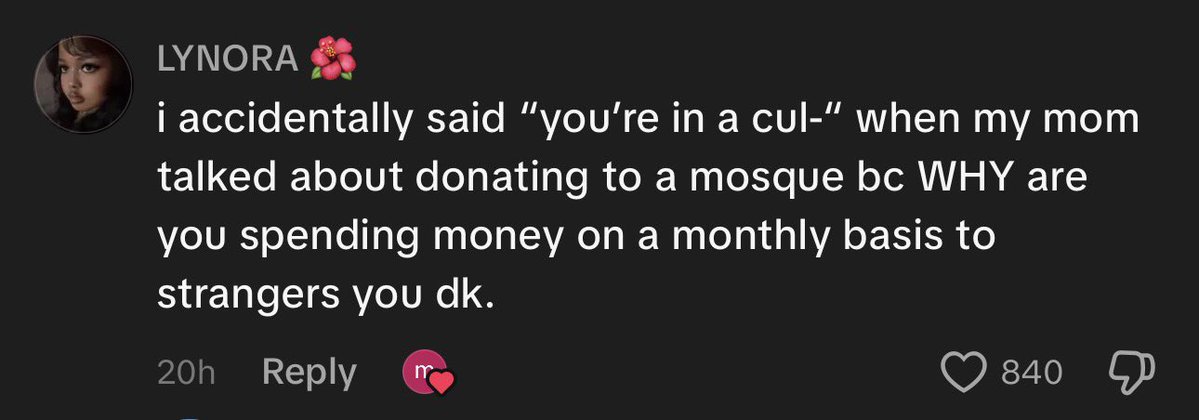 chiscawa's tweet photo. your mom is in a cult because… she donates to charity…? https://t.co/XJhSC3XqR9
